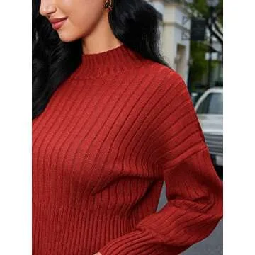 ZAFUL Women's Mock Neck Stylish Cropped Sweater