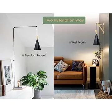 VALIKIY Hanging Grow Light, 20W Full Spectrum Pendant Grow Lights 15FT Power Cord, Decorative Grow Light for Indoor Plants, Flowers, Garden (Ceiling Mounted Hooks&Wall Mounted Bracket Included)