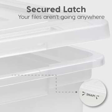 IRIS USA File Box Plastic File Organizer for Letter/Legal File, Document Box, Storage Bin Tote Organizer with Durable and Secure Latching Lid, Stackable, Nestable, BPA-Free, Black 35 Qt. 4 Pack