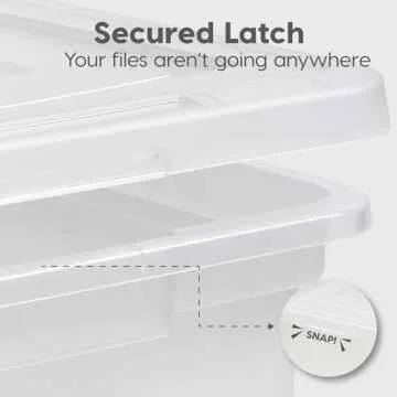 IRIS USA File Box Plastic File Organizer for Letter/Legal File, Document Box, Storage Bin Tote Organizer with Durable and Secure Latching Lid, Stackable, Nestable, BPA-Free, Black 35 Qt. 4 Pack