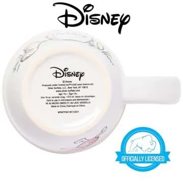 Silver Buffalo Disney Winnie the Pooh But First Hunny Wide Rim Bees Flying Ceramic Mug, 16 Ounces