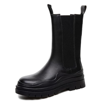 Stylish Chelsea Ankle Boots Slip-On with Chunky Platform