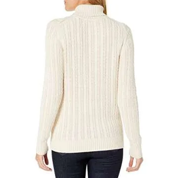 Cozy Women's Cable Turtleneck Sweater in Cream