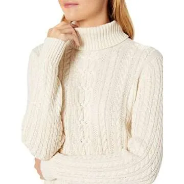Cozy Women's Cable Turtleneck Sweater in Cream
