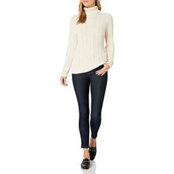 Cozy Women's Cable Turtleneck Sweater in Cream