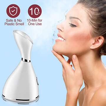 Facial Steamer, Fixget Upgraded Nano Ionic Facial Steamer Warm Fine Mist Atomizer Humidifier Moisturizing Home Sauna Face Spa Steamer Pores Cleansing Skin Cares Clear Blackhead Acne Remover Kit