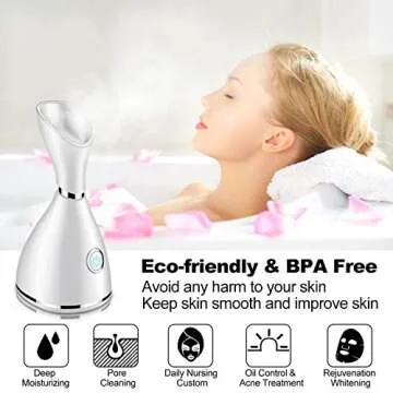 Facial Steamer, Fixget Upgraded Nano Ionic Facial Steamer Warm Fine Mist Atomizer Humidifier Moisturizing Home Sauna Face Spa Steamer Pores Cleansing Skin Cares Clear Blackhead Acne Remover Kit