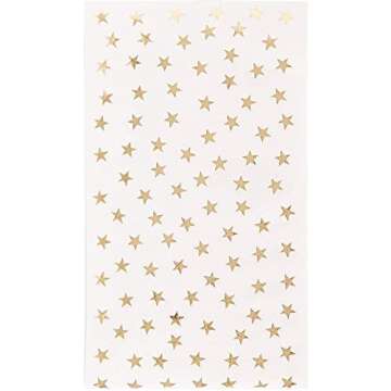 50 Pack Gold Star Party Napkins - Disposable White and Gold Dinner Napkins for Birthday, Graduation (3-Ply, 4x8 In)