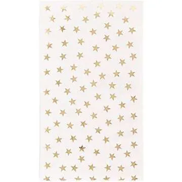 50 Pack Gold Star Party Napkins - Disposable White and Gold Dinner Napkins for Birthday, Graduation (3-Ply, 4x8 In)