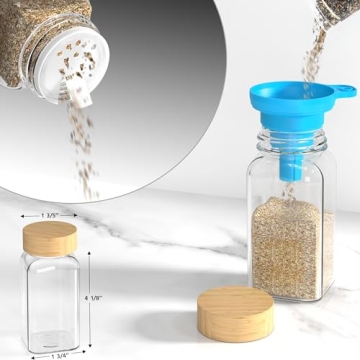 24 Glass Spice Jars with Bamboo Lids for Organization