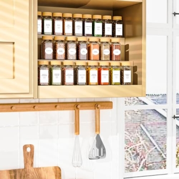 24 Glass Spice Jars with Bamboo Lids for Organization