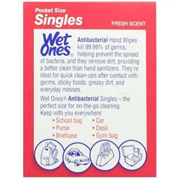 Wet Ones Antibacterial Hand and Face Wipes Singles, 24 Count (Pack of 5)