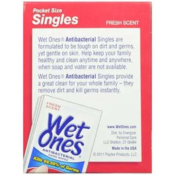 Wet Ones Antibacterial Hand and Face Wipes Singles, 24 Count (Pack of 5)