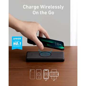 ANKER PowerCore III 10,000 mAh Wireless Portable Charger with Qi-Certified 10W Wireless Charging and 18W USB-C Quick Charge for iPhone 14/14 Plus/14 Pro/14 Pro Max, iPad, AirPods, and More