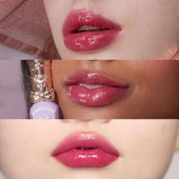 Flower Knows Violet Strawberry Rococo Glowy Lip Gloss-Moisturizing Tinted Lip Oil-Hydrating Lip Make...