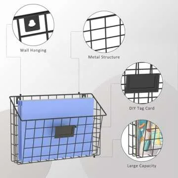 X-cosrack Detachable Hanging Wall Files Rack&3-Tier Metal Folder Wall File Holder with Tag Slot Mounts on Wall and Door for Office, Home, and Work Easy Organizing,Black(Patent Pending)