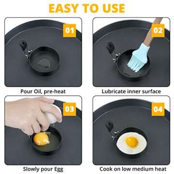 FUNUTTERS Egg Rings, 3.5'', Nonstick, Professional and Large, Stainless Steel Egg Rings For Frying Eggs and Egg Mcmuffins, Egg Mold For Breakfast, Mini Pancakes, and Fried Eggs