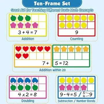 Torlam Magnetic Ten Frame Set, Math Games for Kids Math Manipulatives Elementary Kindergarten Presch...