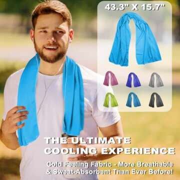 Cooling Towels 43.3" x 15.7" - Ice Towel, Sweat Towel, Cooling Towels for Neck & Face & Cooling Neck Wraps for Summer Heat - Neck Cooler for Quick Cool Down for Gym, Running, Golf, Yoga & Sports