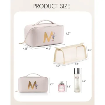 Vlando Personalized Initial Makeup Bag for Women Gifts