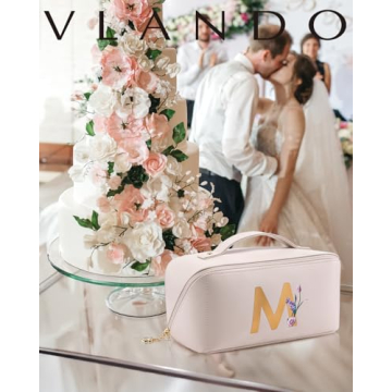 Vlando Personalized Initial Makeup Bag for Women Gifts
