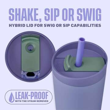 BlenderBottle 2-in-1 Insulated Stainless Steel Shaker Tumbler, Swig Leakproof Lid, Straw, BlenderBal...