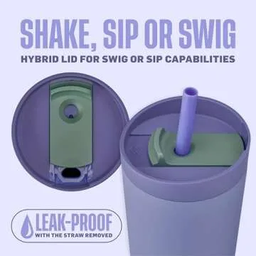 BlenderBottle 2-in-1 Insulated Stainless Steel Shaker Tumbler, Swig Leakproof Lid, Straw, BlenderBal...