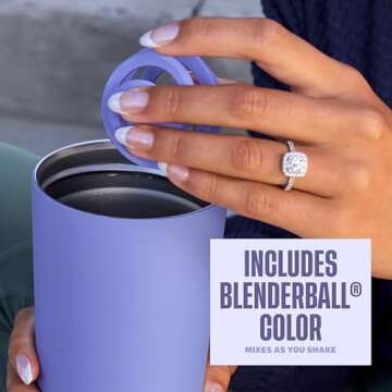 BlenderBottle 2-in-1 Insulated Stainless Steel Shaker Tumbler, Swig Leakproof Lid, Straw, BlenderBall, BPA Free, For Protein Shakes, Smoothies, And Pre Workout, 24 oz, Purple/Blue (Moon Mist)