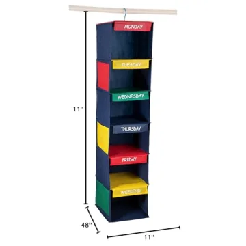 Kids Closet Organizer Weekly Clothing Shoe Storage 11x11x48