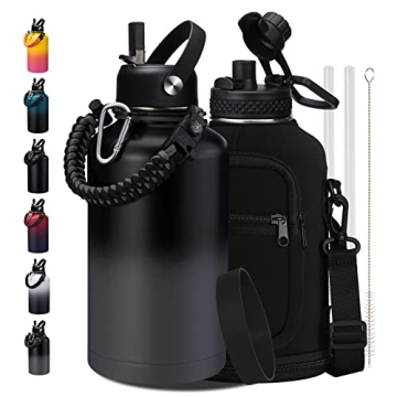 Insulated Sports Water Bottle - 64oz Leak Proof Flask