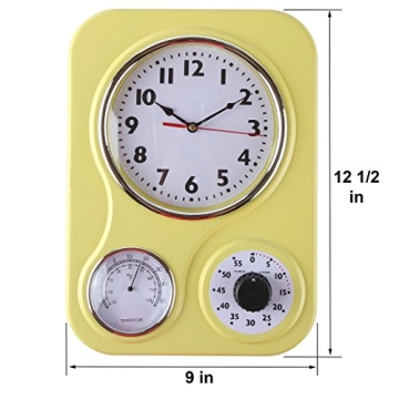 Lily's Home Retro Kitchen Clock with Timer and Thermometer
