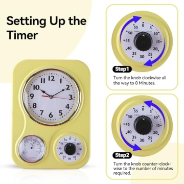 Lily's Home Retro Kitchen Clock with Timer and Thermometer