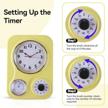 Lily's Home Retro Kitchen Clock with Timer and Thermometer