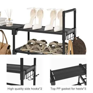 WOWLIVE 9 Tiers Large Shoe Rack Storage Organizer for Closet 50-55 Pairs Shoe Tower Unit Shelf Stackable Shoe Rack with Metal Pipes Plastic Connectors Black(SSS3B9)