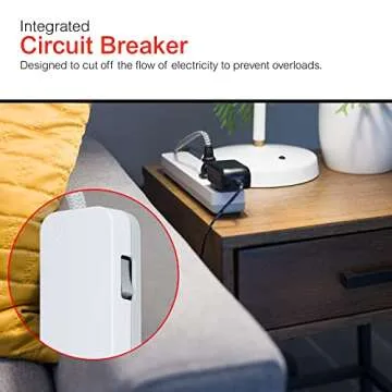 GE UltraPro 6-Outlet Surge Protector, 2 Ft Designer Braided Extension Cord, 560 Joules, Flat Plug, Wall Mount, UL Listed, White, 45264