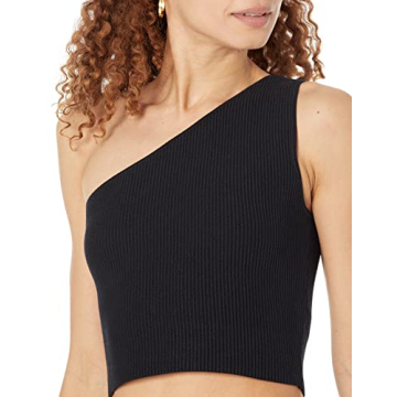 Kofi Asymmetrical Cropped Sweater by The Drop in Black