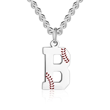 AIAINAGI Baseball Initial A-Z Letter Necklace - Personalized Gift for Men