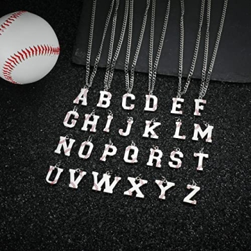Personalized Baseball Initial Letter Necklace for Men