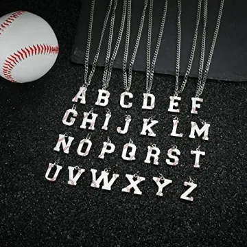 Personalized Baseball Initial Letter Necklace for Men