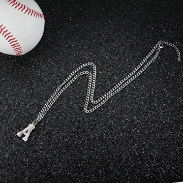 Personalized Baseball Initial Letter Necklace for Men