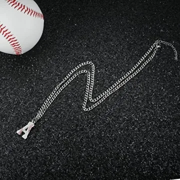 Personalized Baseball Initial Letter Necklace for Men