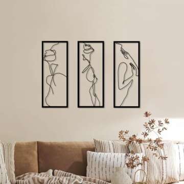 Resama Metal Wall Art Decor - Elegant 3 Piece Set