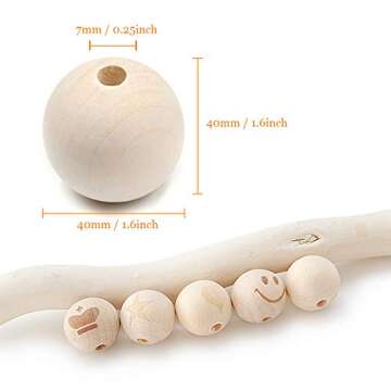 Hagao 10pcs Natural Wooden Beads for Crafting (40mm)