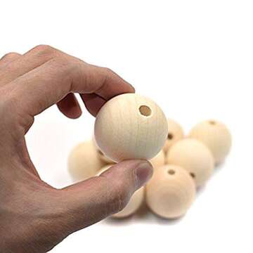 Hagao Natural Wood Beads for Crafting 10pcs (40mm)