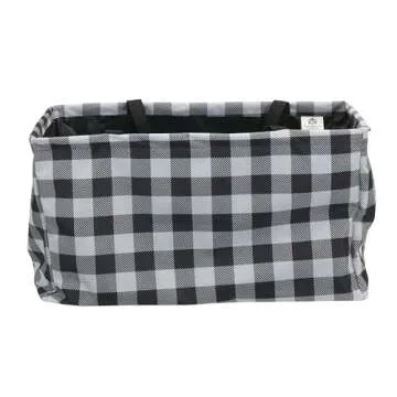 Household Essentials Krush Container All-Purpose Utility Tote, Water-Resistant Vinyl Lining, Buffalo Plaid