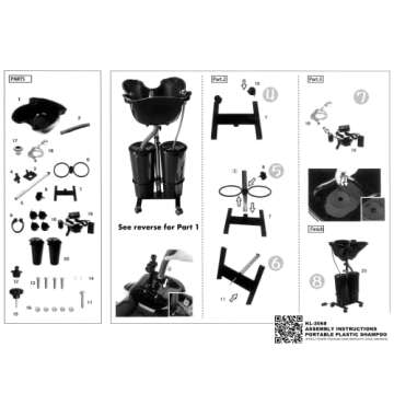 KL-2068 | Portable Plastic Shampoo Unit with Electric Pump | with 2 Bucket and Drain Hoses | Basin Height Adjustable | Barber and Stylist Hair Salon Accessories