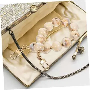 SEWACC Bag Hand Chain Resin Bag Strap Purse Chains for Handbags Purse Light Handbag Light Imitation Pearl Bag Straps for Handbags Beaded Handbag Chain Messenger Bag Alloy Chained