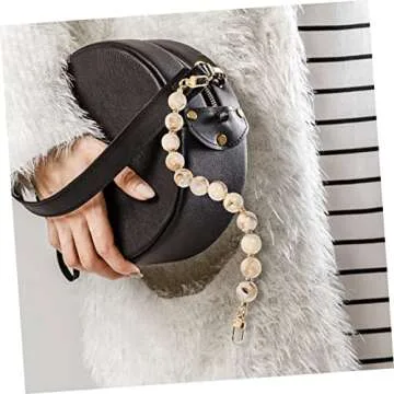 SEWACC Bag Hand Chain Resin Bag Strap Purse Chains for Handbags Purse Light Handbag Light Imitation Pearl Bag Straps for Handbags Beaded Handbag Chain Messenger Bag Alloy Chained