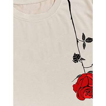 SOLY HUX Men's Graphic Tees Vintage T-Shirts Floral Letter Print Crewneck Short Sleeve T Shirts Casual Summer Streetwear Khaki Graphic Medium