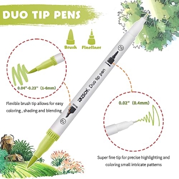 ZSCM 72 Colors Duo Tip Brush Markers for Creative Art Projects